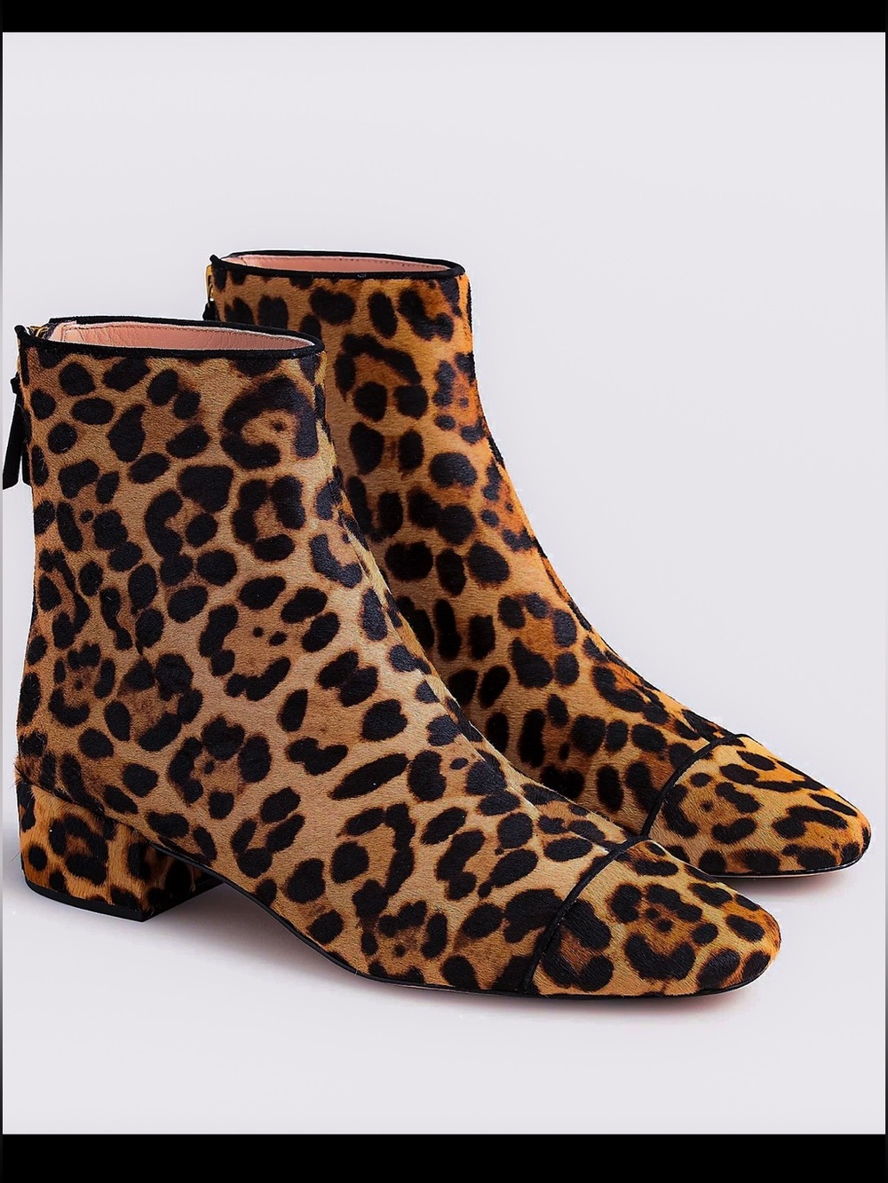 Brand New! Boots J.Crew calf hair Leopard Print leather Ankle Zip mod cap toe